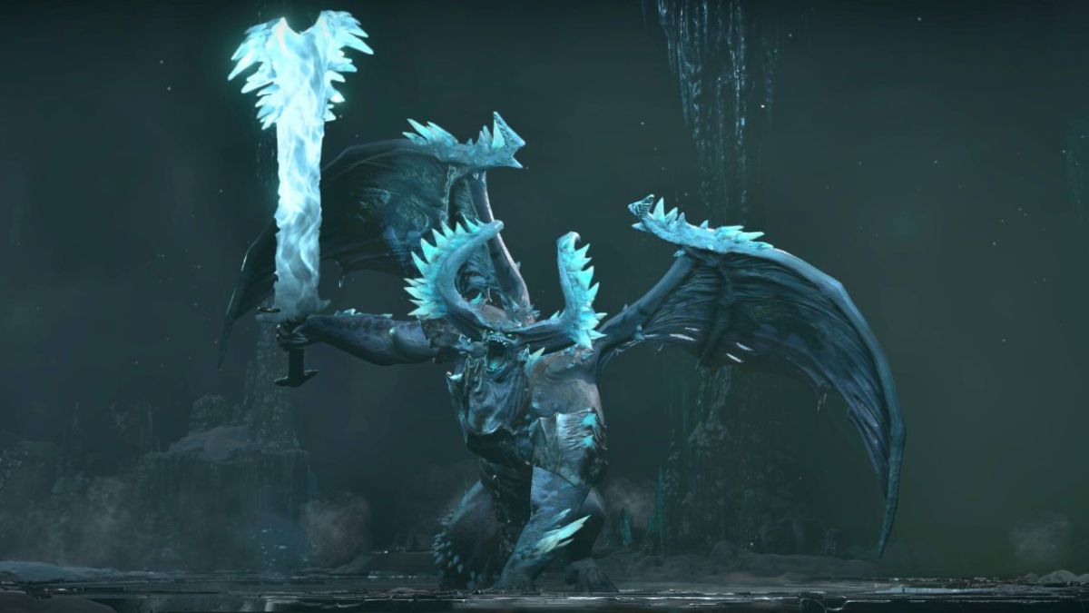 An ice beast wielding an ice hammer called the beast in the ice in diablo 4